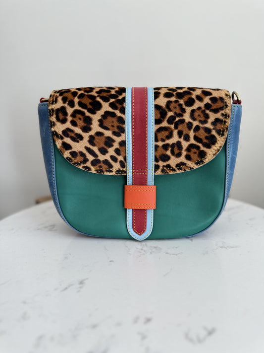 The Jo Recycled Leather Multicoloured Crossbody Bag - Handmade